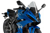 Puig Z-Racing Windscreen Suzuki GSX-8R (24-25), blue motorcycle windscreen with aerodynamic design and mounting brackets.