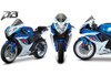 Zero Gravity Double Bubble Windscreen Suzuki GSXR600/750 (11-26), front and side view of sport motorcycle with blue, white, and black color scheme featuring a double bubble windscreen.