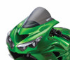 Zero Gravity Double Bubble Windscreen Kawasaki ZX-14R (06-26), front view of the green motorcycle with the windscreen installed. Zero Gravity Double Bubble Windscreen Kawasaki ZX-14R (06-26), front view of the green motorcycle with the windscreen installed.