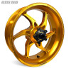 Coremoto Apex-6 Forged Aluminum Wheels Yamaha YZF-R6 (17-24), gloss gold motorcycle wheel with five spokes for Yamaha YZF-R6 models from 2017 to 2024.