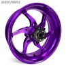 Coremoto Apex-6 Forged Aluminum Wheels Yamaha MT10/FZ10 (15-24), gloss purple motorcycle wheel with a sleek, sporty design.