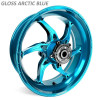 Coremoto Apex-6 Forged Aluminum Wheels Yamaha MT10/FZ10 (15-24), gloss arctic blue forged aluminum motorcycle wheel with a modern design and high-performance finish.