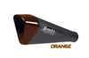 Brocks Performance Brocks Penta-Carbon Full System 15" Black Muffler Suzuki Hayabusa (99-20), close-up of the black and orange motorcycle exhaust muffler with carbon fiber finish and Brocks Performance logo.