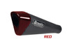 Brock's Performance Brocks Penta-Carbon Full System 15" Black Muffler Suzuki GSXR1000 (17-27), red and black motorcycle exhaust muffler with carbon fiber finish and Brock's Performance logo.