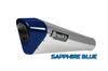 Brocks Performance Brocks Penta-Carbon Full System 15" Muffler Kawasaki ZX-14R (12-25), Sapphire Blue motorcycle exhaust with carbon fiber end cap and Brocks Performance logo.