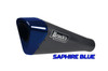 Brocks Performance Brocks Penta-Carbon Full System 15" Black Muffler Kawasaki ZX-14, sapphire blue motorcycle exhaust muffler with carbon fiber details. Brocks Performance Brocks Penta-Carbon Full System 15" Black Muffler Kawasaki ZX-14, sapphire blue motorcycle exhaust muffler with carbon fiber details.