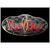 VooDoo Replacement Logo Plate, metallic oval logo plate with red and orange design elements and engraved text. VooDoo Replacement Logo Plate, metallic oval logo plate with red and orange design elements and engraved text.