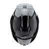 Alpinestars Supertech R10 Carbon Fiber Helmet, top view showcasing its aerodynamic design and sleek black finish.