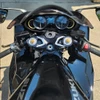 VooDoo Top Triple Tree Suzuki Hayabusa (22-26), close-up view of motorcycle handlebar and dashboard from a top perspective.