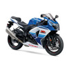 Suzuki OEM GSXR1000 Service Manual (09-16), a blue and white sport motorcycle with sleek design and detailed parts.
