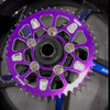 Vortex Motorcycle Parts Vortex V4 Lightweight 520 Rear Sprocket, purple anodized bike sprocket with cutout design for motorcycle performance.