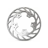 Schnitz Racing Motorcycle Performance Parts Lightweight Rear Brake Rotor for CFMOTO 675SS, front view of the metallic brake disc with cut-outs for weight reduction.