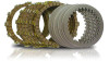 Kawasaki OEM Clutch Plate Kit Kawasaki KLR650, image showing a set of clutch plates including friction and steel plates arranged in a semicircular pattern.
