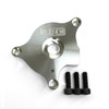 APE Oil Pump Cover Kawasaki ZX14R, metallic silver oil pump cover with three black screws for Kawasaki ZX14R (2006-2025).