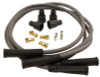 Dynatek Dyna 8mm Grey Spark Plug Wires, set of ignition wires with black boots and metallic connectors included.