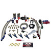 NX Four Cylinder Piranha Wet Nitrous Kit, comprehensive automotive nitrous oxide system with hoses, valves, electronic components, and mounting hardware for performance enhancement.