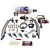 NX Four Cylinder Piranha Wet Nitrous Kit, comprehensive automotive nitrous oxide system with bottle, hoses, fittings, solenoids, wiring, and mounting accessories.