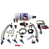 NX Three Cylinder Piranha Wet Nitrous Kit, assembly with bottles, hoses, wires, and fittings for car nitrous oxide enhancement.