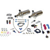 NX V-Twin Piranha Wet Nitrous Kit, comprehensive motorcycle nitrous oxide system with chrome bottles, hoses, fittings, and electrical components.