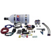 NX Single Cylinder Mainline Wet Nitrous Kit, automotive nitrous oxide system components including a large nitrous bottle, injection nozzles, hoses, wiring, and fittings, designed for performance enhancement.
