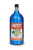 NOS Nitrous Bottle, blue aluminum nitrous oxide storage bottle with safety label details and a black valve on top.