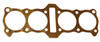 Cometic Base Gasket Kawasaki KZ900-KZ1000-GPz1100, image of a metallic engine gasket with round and rectangular cutouts for engine sealing.