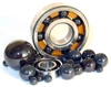 World Wide Bearings WWB Ceramic Wheel Bearing Kit Kawasaki ZX14R (06-25), image of a motorcycle bearing kit with ceramic inner and outer rings, black ceramic balls, and a variety of small and large bearing components.
