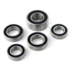 World Wide Bearings WWB Ceramic Wheel Bearing Kit Kawaski ZX14R (06-26), image showing a set of five high-performance silver and black ceramic wheel bearings for motorcycle wheels.
