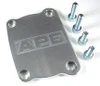 APE Kick Starter Block Off Plate Kawasaki KZ900-KZ1000, metal motorcycle part with four screws for removing or blocking the kick starter