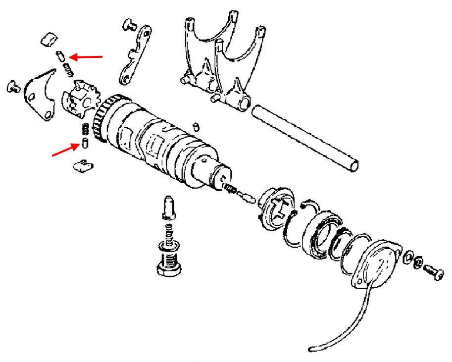 Suzuki OEM Shifting Paw Pin GS1100-GS1150, exploded view diagram of the motorcycle part