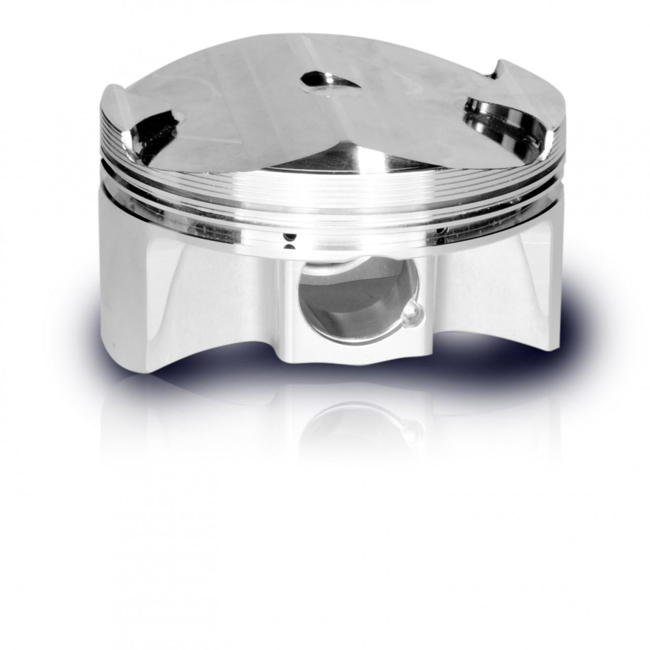 CP-Carrillo CP Piston Kit Kawasaki ZX12R (00-05), close-up view of high-performance silver piston with precision machining and piston rings for motorcycle engine upgrade.