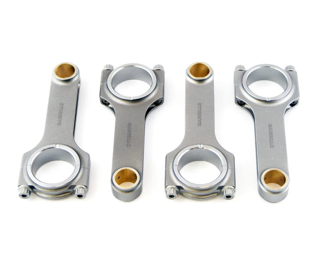 CP-Carrillo Carrillo Connecting Rods Suzuki GSXR1000 (01-20), set of four silver connecting rods with gold-colored bearing surfaces for motorcycle engine performance.