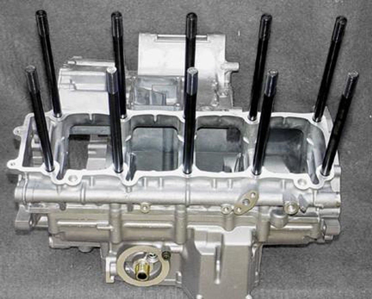 APE Cylinder Studs Kawasaki KZ900-KZ1000-KZ1100, close-up image of the cylinder head with black studs protruding from it.