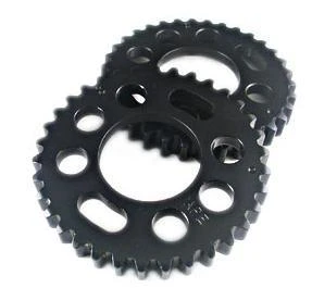 APE Adjustable Cam Sprockets Kawasaki ZX14 (06-11), set of black metal sprockets with gear teeth for motorcycle engine timing adjustment.