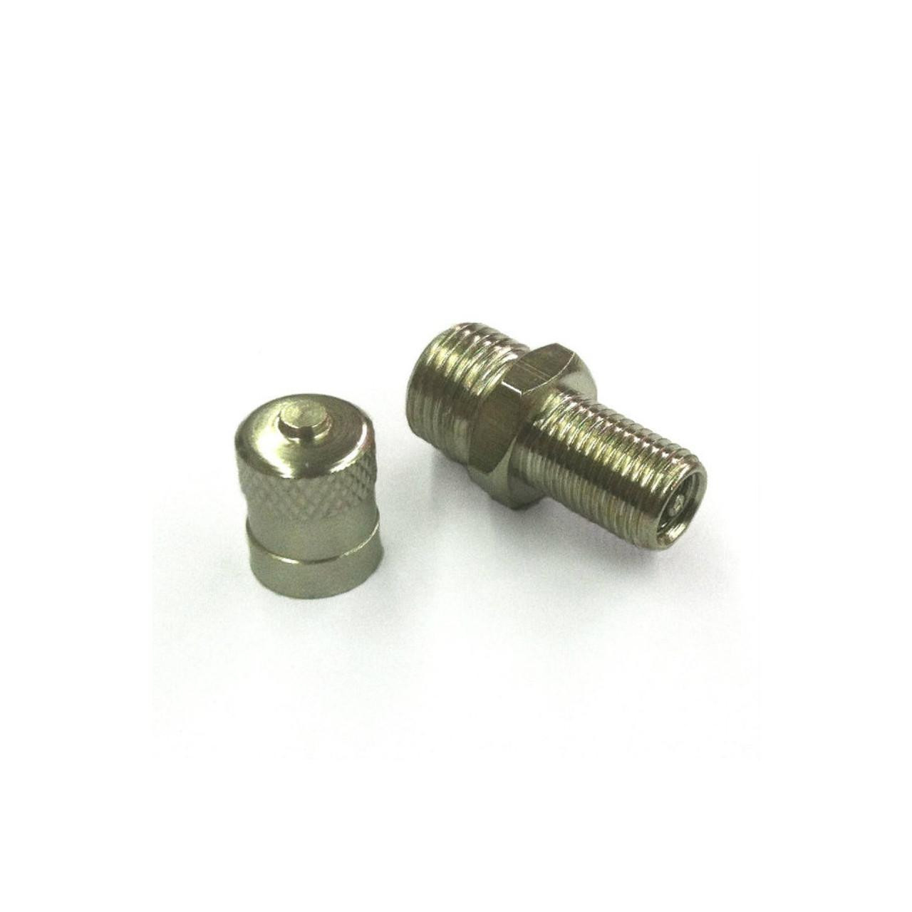 Schnitz Racing Schnitz Air Fill Valve 1/8" NPT, metallic air valve and male connector fitting on white background.