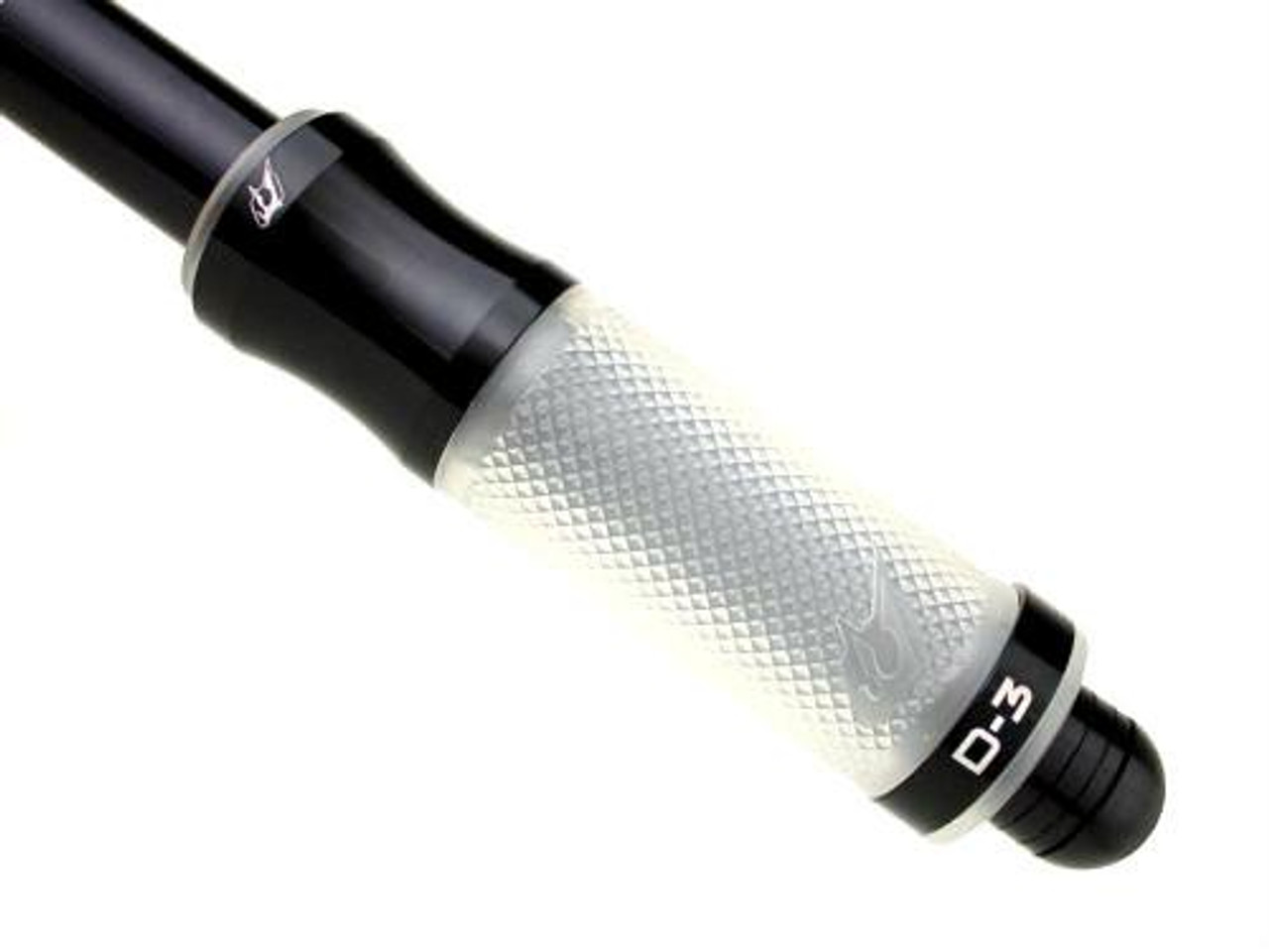 Driven D3 Grips, close-up image of the black and white textured sports grip with branding. Driven D3 Grips, close-up image of the black and white textured sports grip with branding.