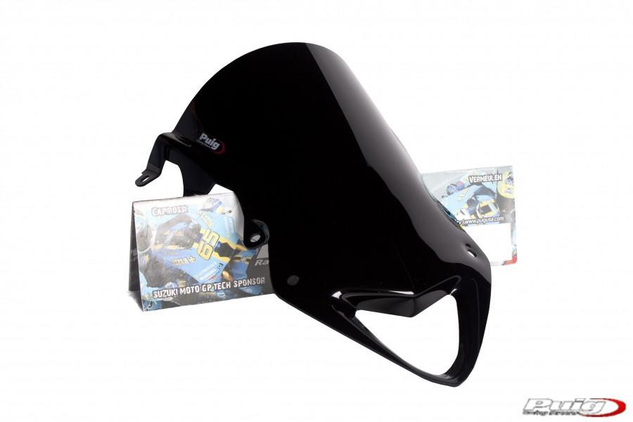 Puig Racing Windscreen BMW S1000RR (09-14), black motorcycle windscreen with aerodynamic design for sportbike protection.