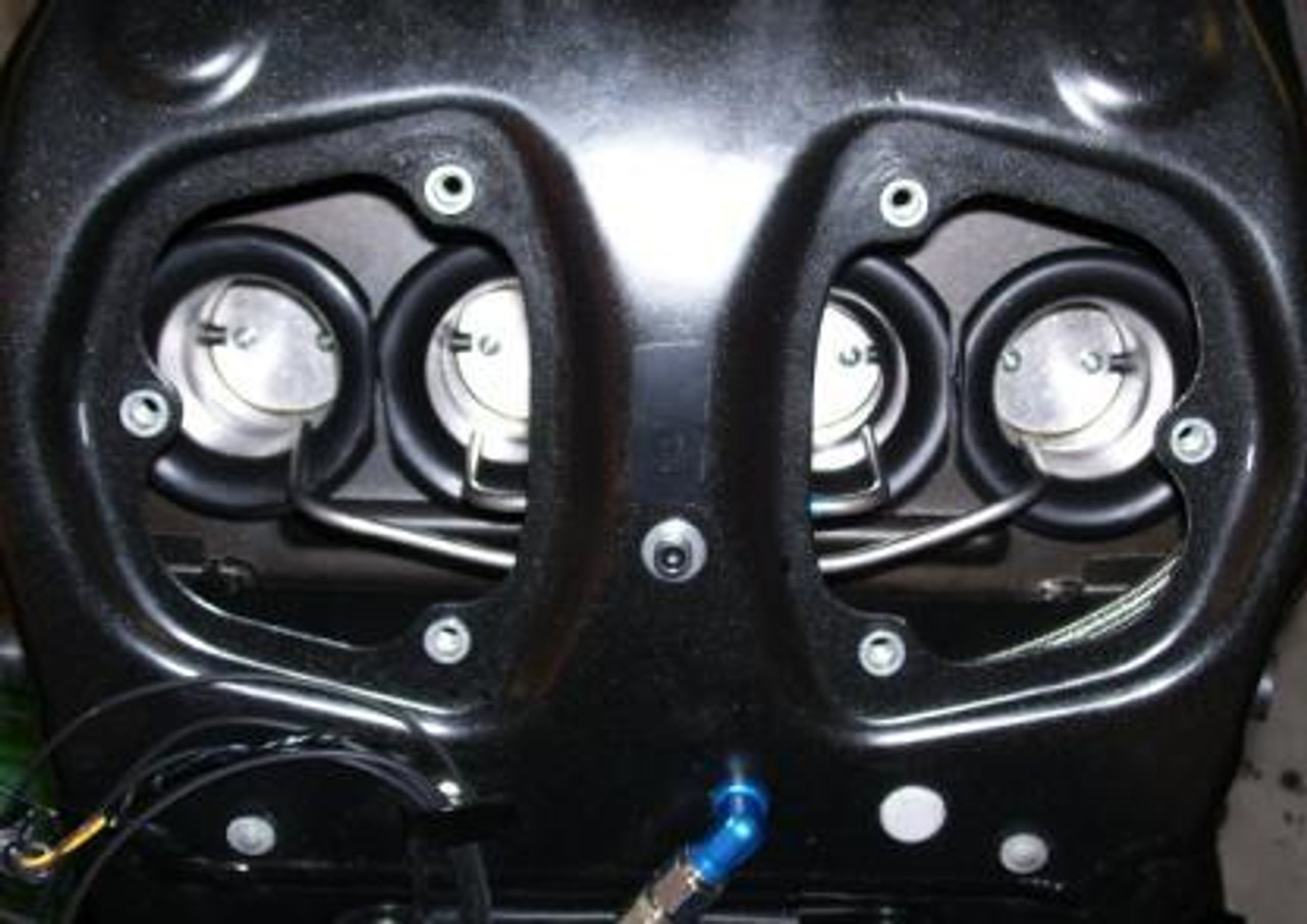 MPS Spyder Dry Nitrous Kit Kawasaki ZX14R (06-26), close-up view of the nitrous configuration installed in the motorcycle’s engine compartment.