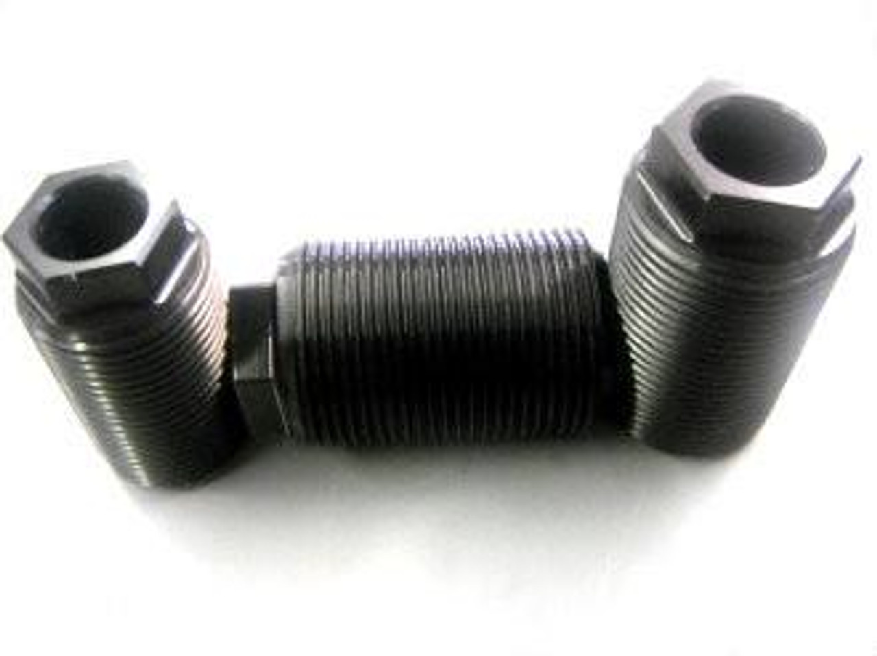 Ironless Innovations Aluminum Engine Mount Frame Inserts Suzuki Hayabusa (99-26), black metal engine mount frame inserts with threaded ends for motorcycle stability and performance. Ironless Innovations Aluminum Engine Mount Frame Inserts Suzuki Hayabusa (99-26), black metal engine mount frame inserts with threaded ends for motorcycle stability and performance.