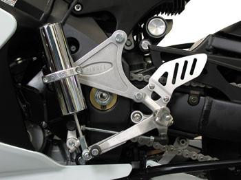 Pingel Easy Shift Electric Shifter Universal Kit For 1" Handlebars, installed on motorcycle handlebars with metal components and cable connections for easy gear shifting.