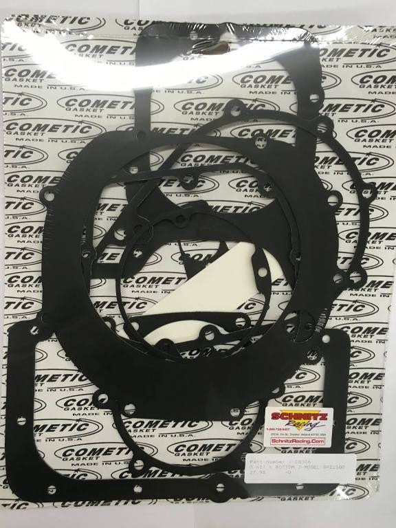 Cometic Engine Case Gasket Kit Kawasaki KZ1000J, GPZ1100, black gaskets laid out on branded background.