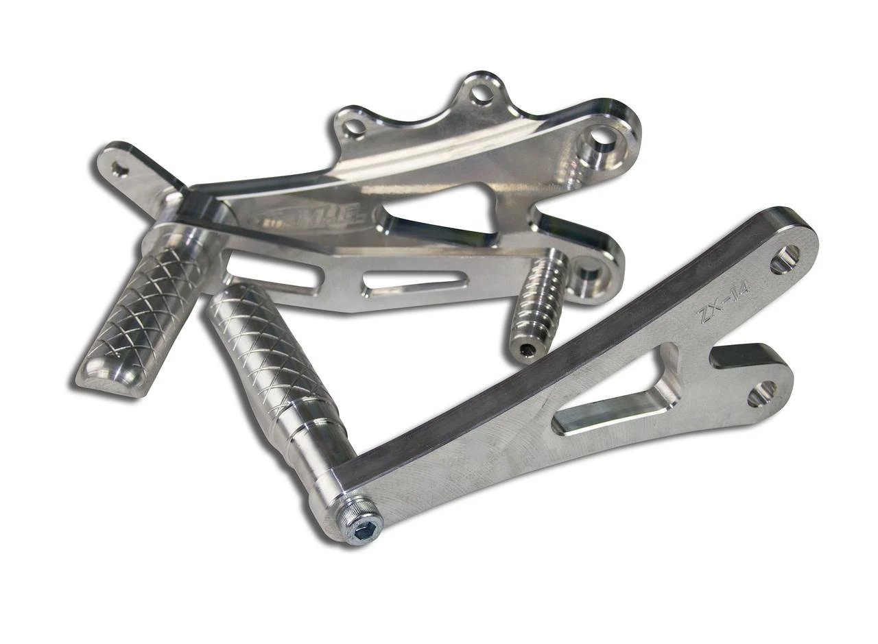 DME Rear Sets, Kawasaki ZX14R (06-25), motorcycle stainless steel footpeg and brake pedal footrest footpegs and rear set brackets