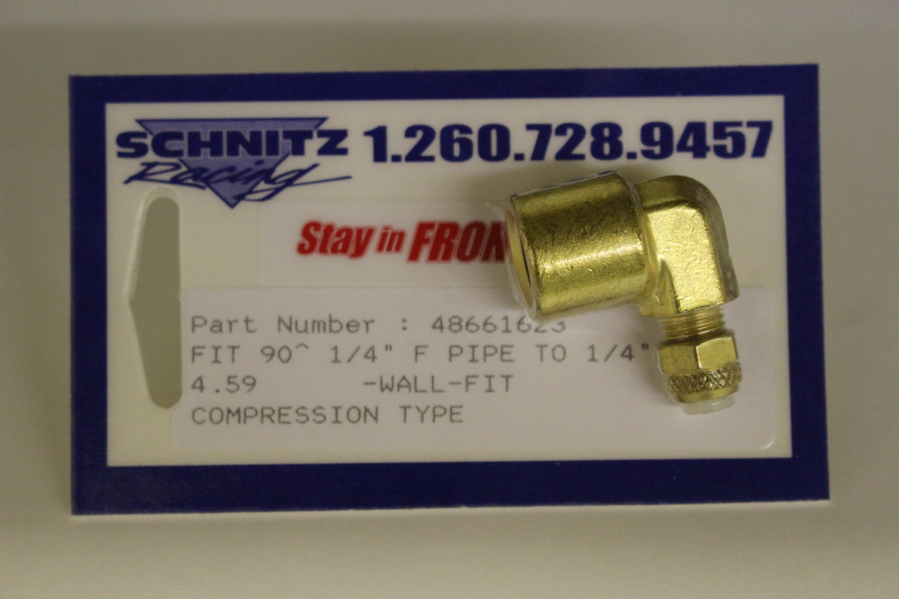 Schnitz Fitting Brass 90^ 1/4" Female Pipe x 1/4" Air Line