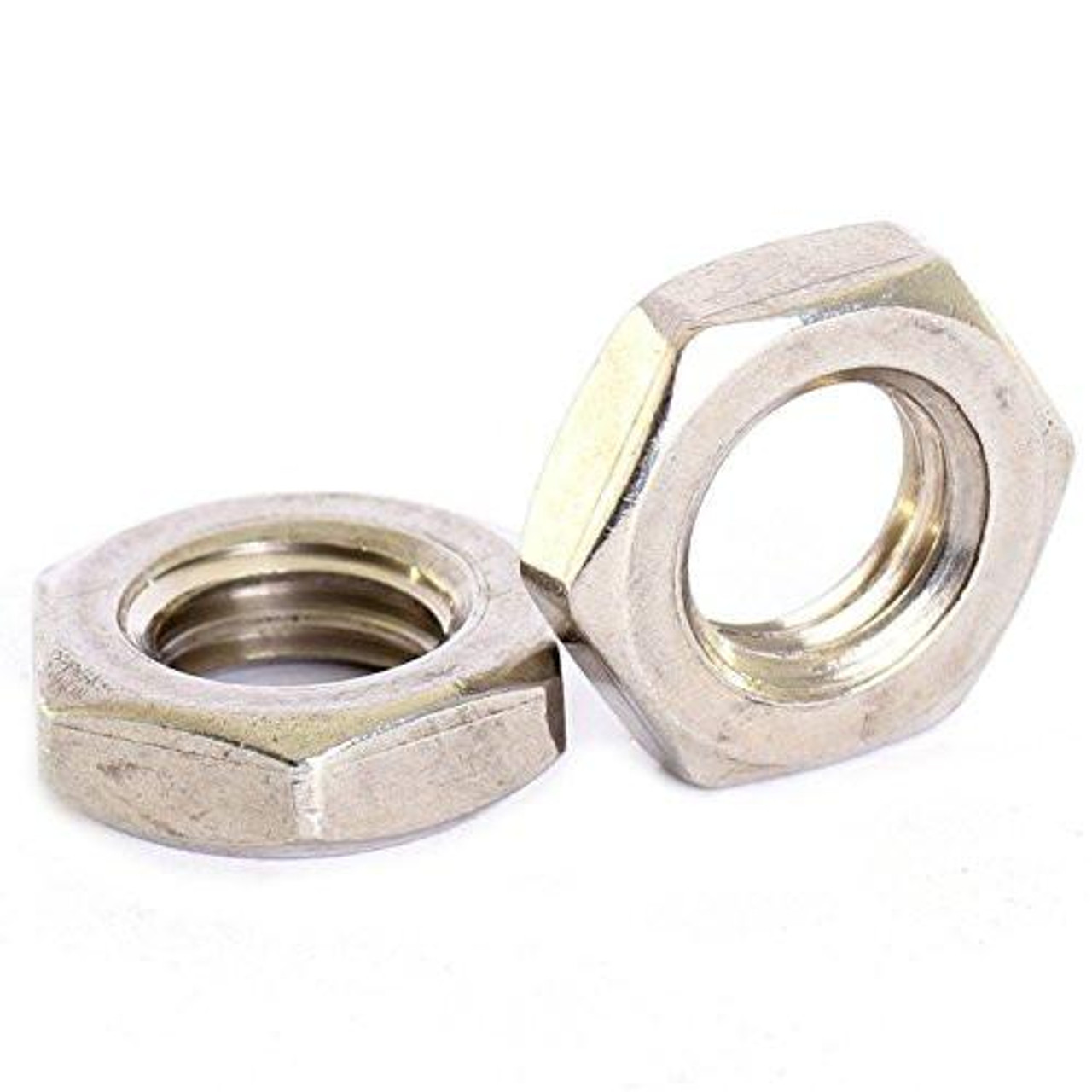 Schnitz Racing Schnitz Clutch Lockup Lightweight 6mm Nut Kit, close-up view of two metallic nuts with inner threading suitable for clutch lockup. Schnitz Racing Schnitz Clutch Lockup Lightweight 6mm Nut Kit, close-up view of two metallic nuts with inner threading suitable for clutch lockup.
