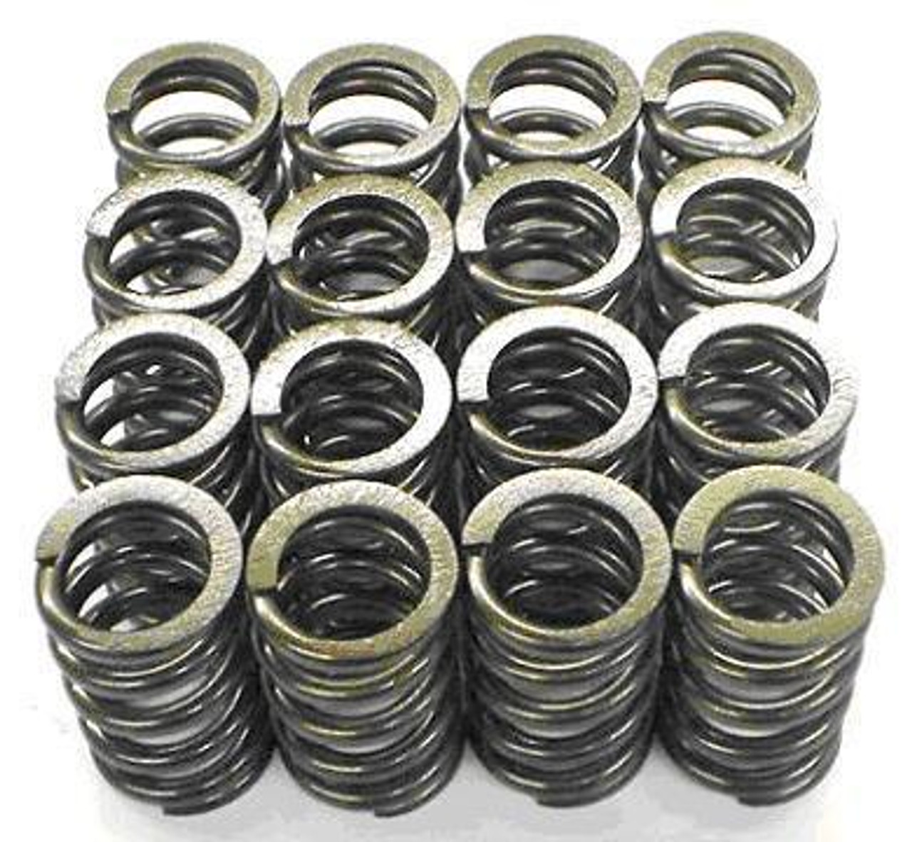 Carpenter Racing Carpenter Valve Springs Kawasaki ZX10R (04-15), close-up image of a set of metallic valve springs arranged in rows. Carpenter Racing Carpenter Valve Springs Kawasaki ZX10R (04-15), close-up image of a set of metallic valve springs arranged in rows.