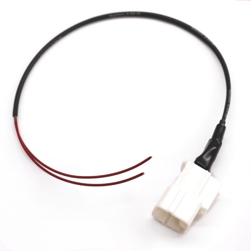 Ryan Schnitz Racing RSR Key Switch Eliminator Harness Kawasaki ZX14R (12-25), motorcycle wiring harness with connector and red and black wires.