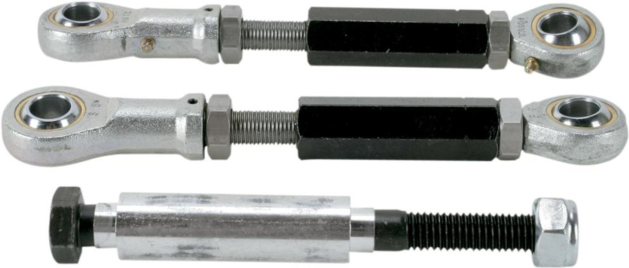 PSR Adjustable Lowering Links Suzuki GSXR1000 (07-08), GSXR750 (06-10), GSXR600 (06-10), image showing motorcycle lowering links and related hardware for suspension adjustment.