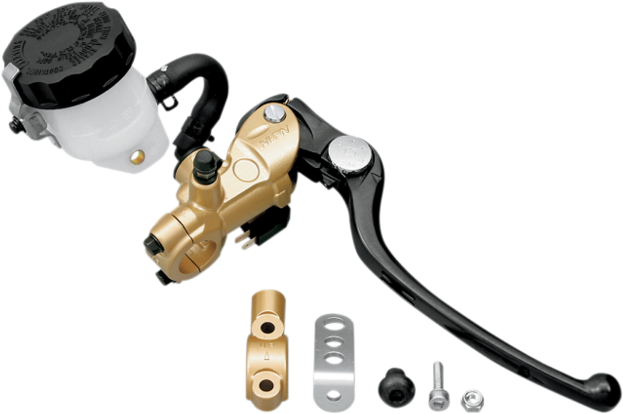 Nissin Radial Master Cylinder Brake Kit, Gold/black/white reservoir w/19mm piston