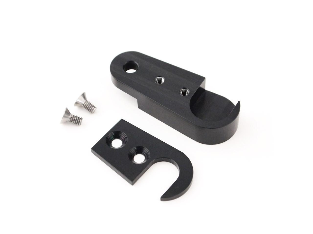 Brocks Performance Brocks Air Shifter Lever Clamp BMW S1000RR (10-14), black air shifter lever clamp with mounting hardware and hook for easy installation.