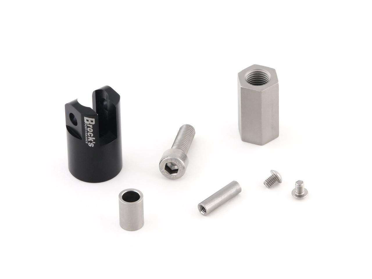 Brocks Performance Brocks Air Shifter Cylinder Mount Kit Kawasaki ZX14R (06-26), image showing metal and black plastic mounting components and screws.